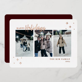 Tarjeta Festiva Con Relieve Metalizado Felices vacaciones 3 Foto