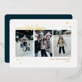 Tarjeta Festiva Con Relieve Metalizado Felices vacaciones 3 Foto