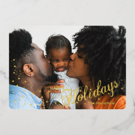 Tarjeta Festiva Con Relieve Metalizado Felices vacaciones Stark Sparkle Foto 5 x 7