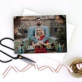 Tarjeta Festiva Con Relieve Metalizado Felicidad Juntos Feliz Navidad Foto Oro