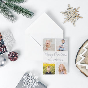 Tarjeta Festiva Con Relieve Metalizado Felicidad Navidad Fotografía Collage