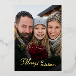 Tarjeta Festiva Con Relieve Metalizado Felicidad Navidad Superposición de Fotos Familiare