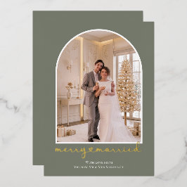 Tarjeta Festiva Con Relieve Metalizado Felicidad y Casados Recién Casados Foto Personaliz