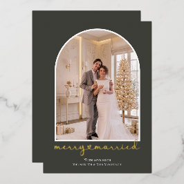 Tarjeta Festiva Con Relieve Metalizado Felicidad y Casados Recién Casados Foto Personaliz