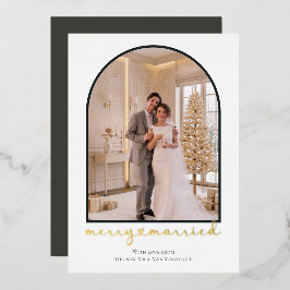 Tarjeta Festiva Con Relieve Metalizado Felicidad y Casados Recién Casados Foto Personaliz