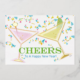 Tarjeta Festiva Con Relieve Metalizado Felicitaciones a la foto de cócteles acentuados co