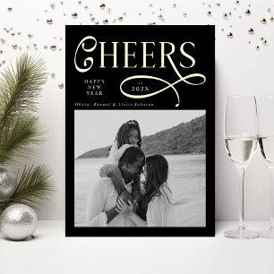 Tarjeta Festiva Con Relieve Metalizado Felicitaciones  Feliz Año Nuevo Moderno Chic Famil