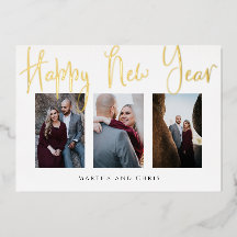 Feliciz Año Nuevo Fotocollage Rosa Dorado Elegante