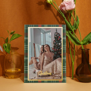Tarjeta Festiva Con Relieve Metalizado Feliciz Navidad Cuadros de Hoja de Metal Colaje de