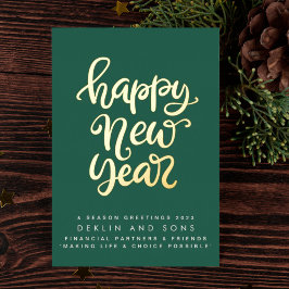 Tarjeta Festiva Con Relieve Metalizado FELIZ AÑO NUEVO 2023 | Personalizado Green Busines