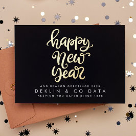 TARJETA FESTIVA CON RELIEVE METALIZADO FELIZ AÑO NUEVO 2024 | EMPRESA DE GANANCIAS DE TEM