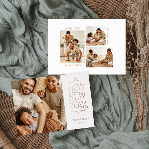 Tarjeta Festiva Con Relieve Metalizado Feliz Año Nuevo 4 Foto
