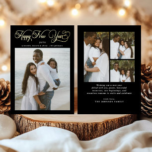 Tarjeta Festiva Con Relieve Metalizado Feliz Año Nuevo Collage de Fotos Modern Family 4