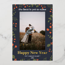 Feliz Año Nuevo con Hojas de Foto 1 Botánico