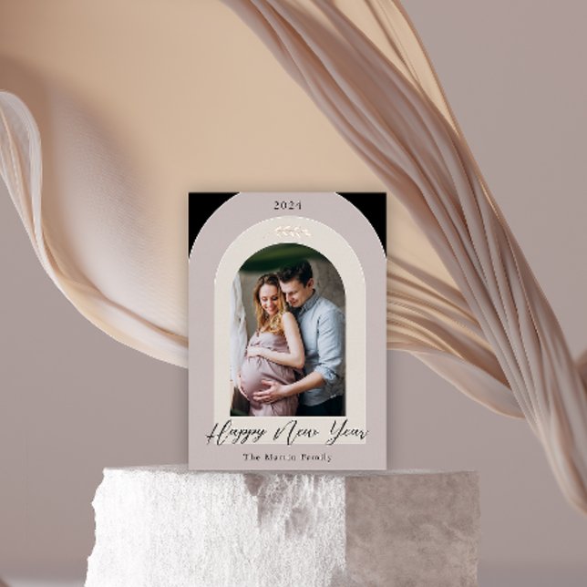 Tarjeta Festiva Con Relieve Metalizado Feliz Año Nuevo Foto de Arco Botánico (Subido por el creador)