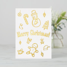 Tarjeta Festiva Con Relieve Metalizado Feliz árbol de navidad navidad Navidad Snowman Can