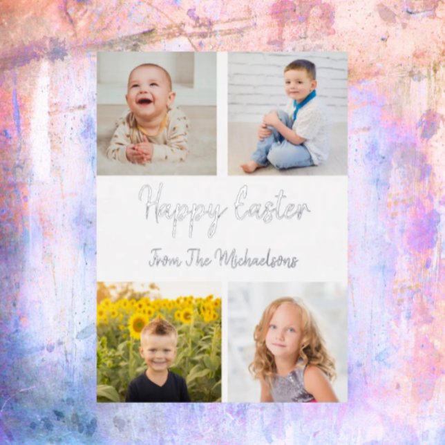Tarjeta Festiva Con Relieve Metalizado Feliz Collage de fotos de Pascua (Subido por el creador)