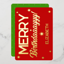 Tarjeta Festiva Con Relieve Metalizado Feliz cumpleaños - Estrella de Navidades de prospe