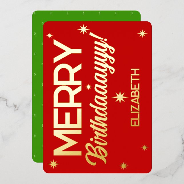 Tarjeta Festiva Con Relieve Metalizado Feliz cumpleaños - Estrella de Navidades de prospe (Anverso/Reverso)