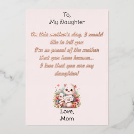 Tarjeta Festiva Con Relieve Metalizado Feliz Día de la Madre