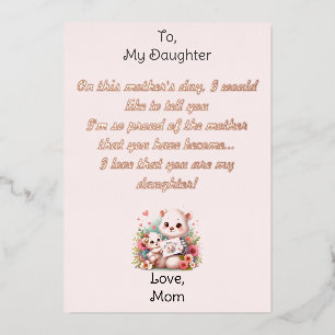 Tarjeta Festiva Con Relieve Metalizado Feliz Día de la Madre