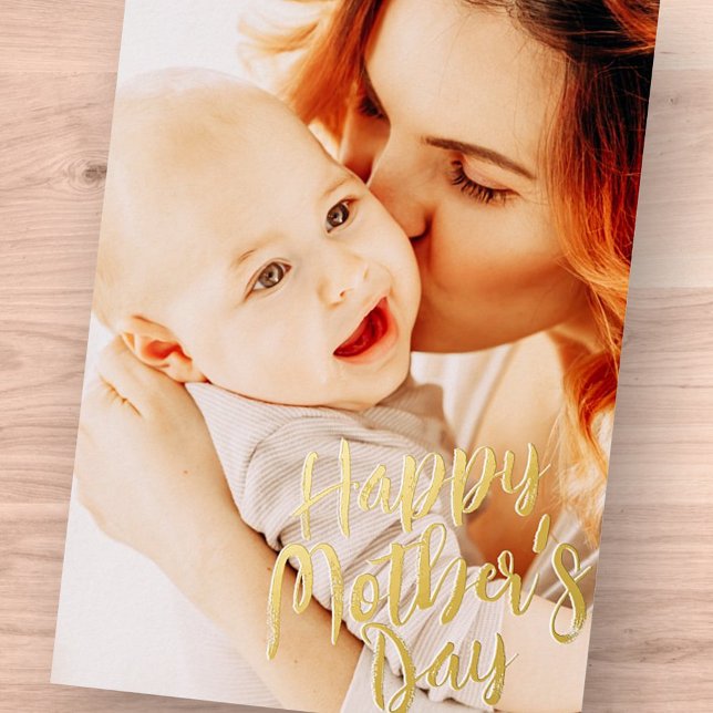Tarjeta Festiva Con Relieve Metalizado Feliz día de la madre, simple foto de Personalizad (Subido por el creador)