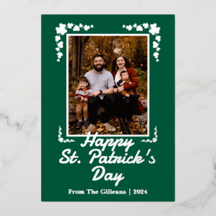 Tarjeta Festiva Con Relieve Metalizado Feliz día de los clientes de St Shamrock Family 1