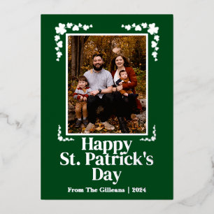 Tarjeta Festiva Con Relieve Metalizado Feliz día de los clientes de St Shamrock Family 1