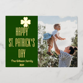Tarjeta Festiva Con Relieve Metalizado Feliz día de los clientes Shamrocks foto de la fam