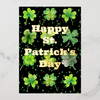 Tarjeta Festiva Con Relieve Metalizado Feliz Día de San Patricio