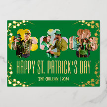 Feliz día de San Patricio foto familiar de trébole