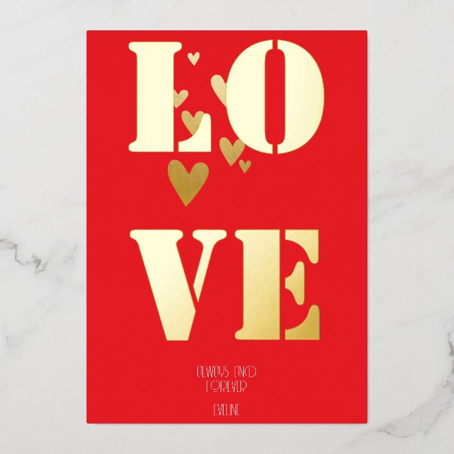 Tarjeta Festiva Con Relieve Metalizado Feliz Día de San Valentín (Anverso)