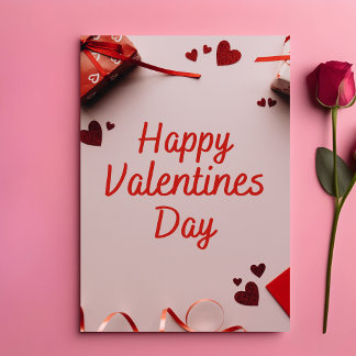 Tarjeta Festiva Con Relieve Metalizado Feliz Día de San Valentín