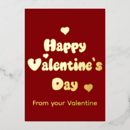 Tarjeta Festiva Con Relieve Metalizado Feliz día de San Valentín con brillo