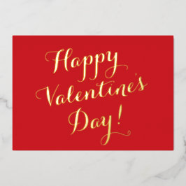 Tarjeta Festiva Con Relieve Metalizado Feliz día de San Valentín en rojo escritura caligr