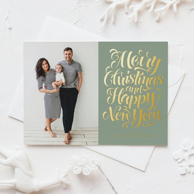 Tarjeta Festiva Con Relieve Metalizado Feliz Feliz Feliz Navidad y Feliz Año Nuevo (Subido por el creador)