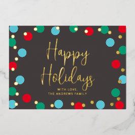 Tarjeta Festiva Con Relieve Metalizado Feliz feriado colorido Relieve metalizado dorado t