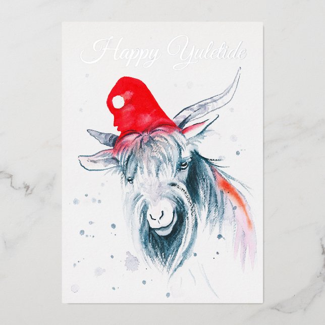 Tarjeta Festiva Con Relieve Metalizado Feliz feriado de Navidades de Yuletide (Anverso)