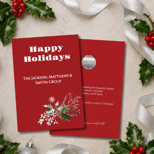 Tarjeta Festiva Con Relieve Metalizado Feliz Fiesta Profesional Negocios Plata
