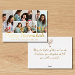 Tarjeta Festiva Con Relieve Metalizado feliz hannukah, 4 fotos collage de oro elegante<br><div class="desc">feliz hannukah,  4 collages de fotos Relieve metalizado elegante guión de oro tarjeta de vacaciones</div>