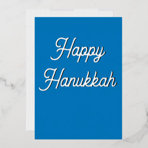 Tarjeta Festiva Con Relieve Metalizado Feliz Hanukkah de papel de aluminio elegante  Fies
