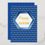 Tarjeta Festiva Con Relieve Metalizado Feliz Hanukkah Estrellas de David acuarela<br><div class="desc">Acuarela pintada a mano por Kredas.
Tarjeta de vacaciones de Hanukkah de alta calidad para que la personalices con tu mensaje especial de vacaciones.</div>