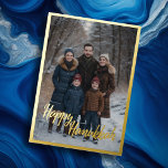 Tarjeta Festiva Con Relieve Metalizado Feliz Hanukkah y tu foto<br><div class="desc">Feliz Hanukkah y tu foto</div>