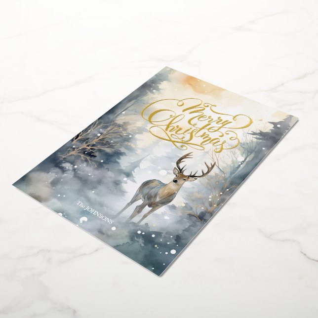 Tarjeta Festiva Con Relieve Metalizado Feliz Navidad (girado)