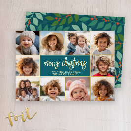 Tarjeta Festiva Con Relieve Metalizado Feliz Navidad - 10 Foto - Modern Script Gold