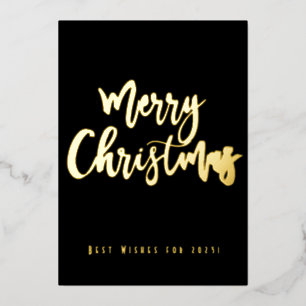 Tarjeta Festiva Con Relieve Metalizado Feliz Navidad 2023 Elegante negro y oro
