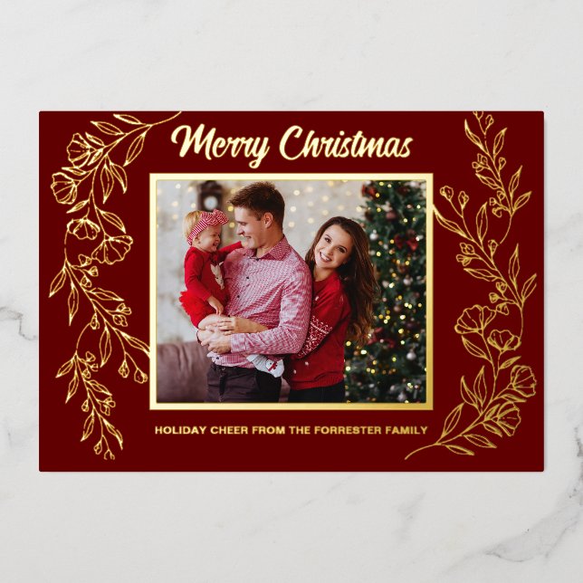 Tarjeta Festiva Con Relieve Metalizado Feliz Navidad 3 familia Fotografías (Anverso)