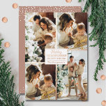 Tarjeta Festiva Con Relieve Metalizado Feliz Navidad 4 Collage de fotos Rosa Oro<br><div class="desc">Las auténticas tarjetas de felicitación de Navidades de Relieve metalizado incluyen tu apellido y el saludo Feliz Navidad y Feliz Año Nuevo en moda letras reales de Relieve metalizado de oro rosa con tu collage favorito de 4 fotos bordeado en Relieve metalizado de oro rosa real en la parte delantera...</div>
