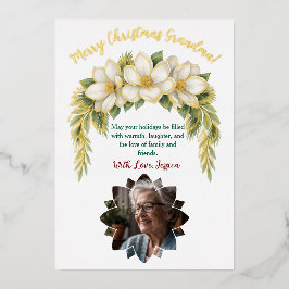 Tarjeta Festiva Con Relieve Metalizado Feliz Navidad a la abuela más asombrosa