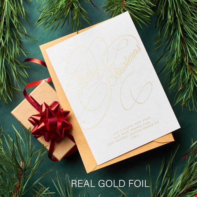 Tarjeta Festiva Con Relieve Metalizado Feliz Navidad a la empresa elegante (Subido por el creador)